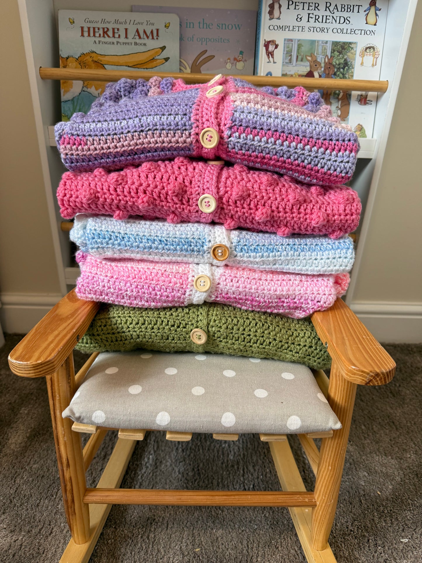 Crochet cardigan multi colours 1-2 years