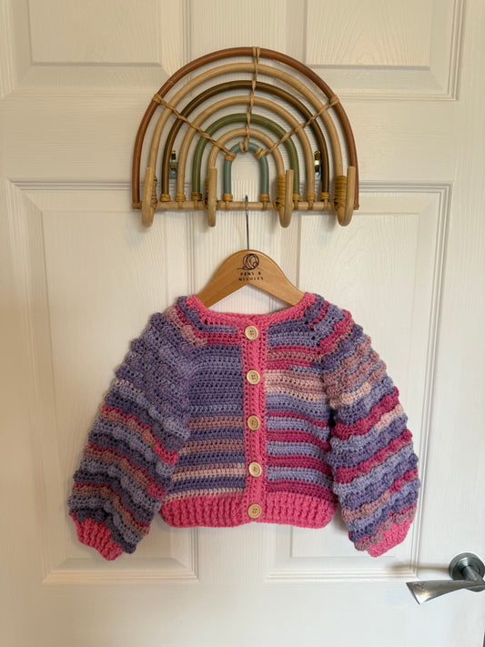 Crochet cardigan multi colours 1-2 years