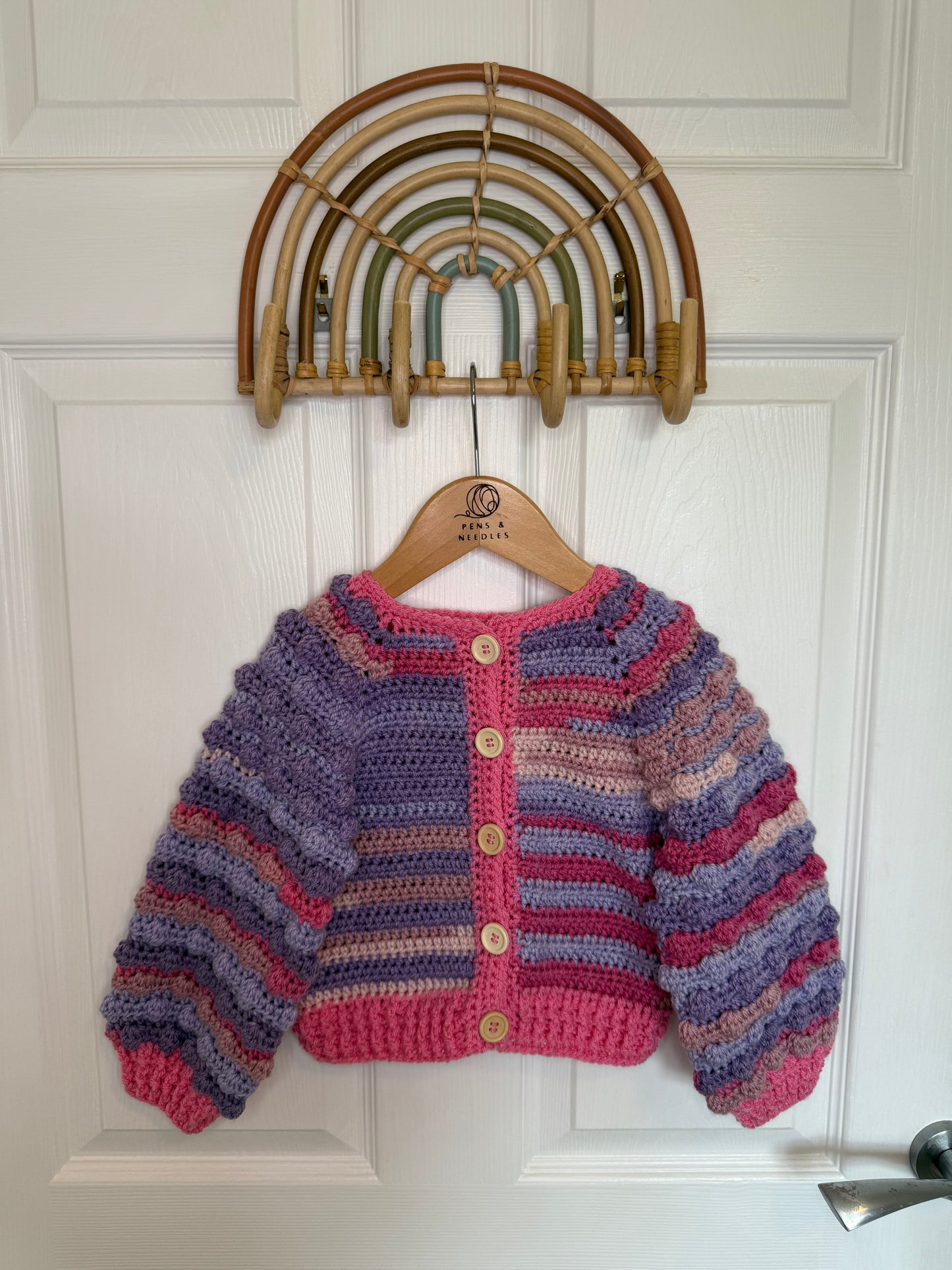 Crochet cardigan multi colours 1-2 years