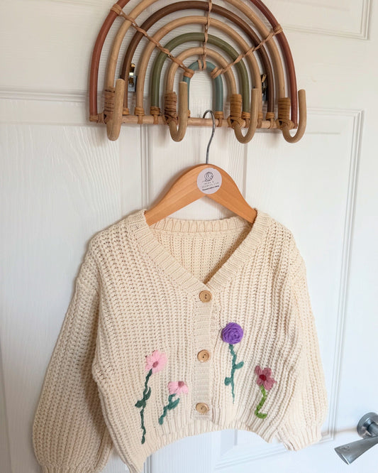 Flower garden cream cardigan