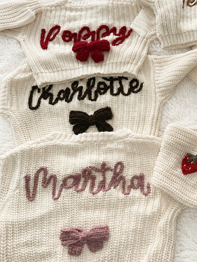 Name and bow cardigan