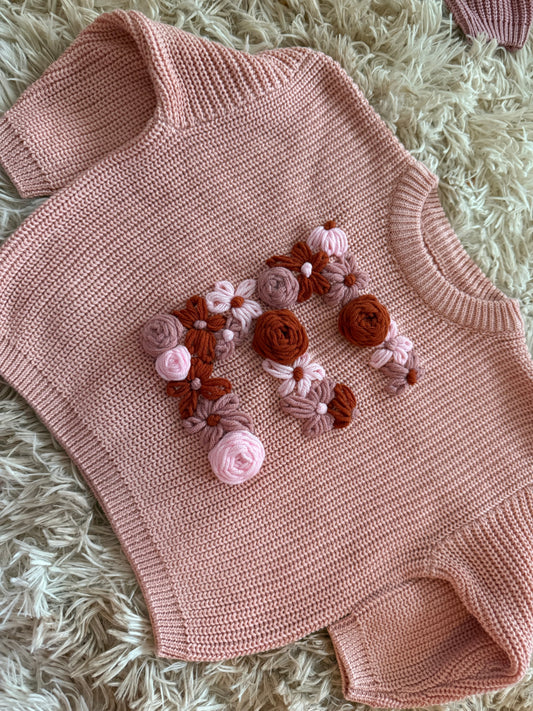 Floral initial jumper baby sizes 0-3 months to 9-12 months