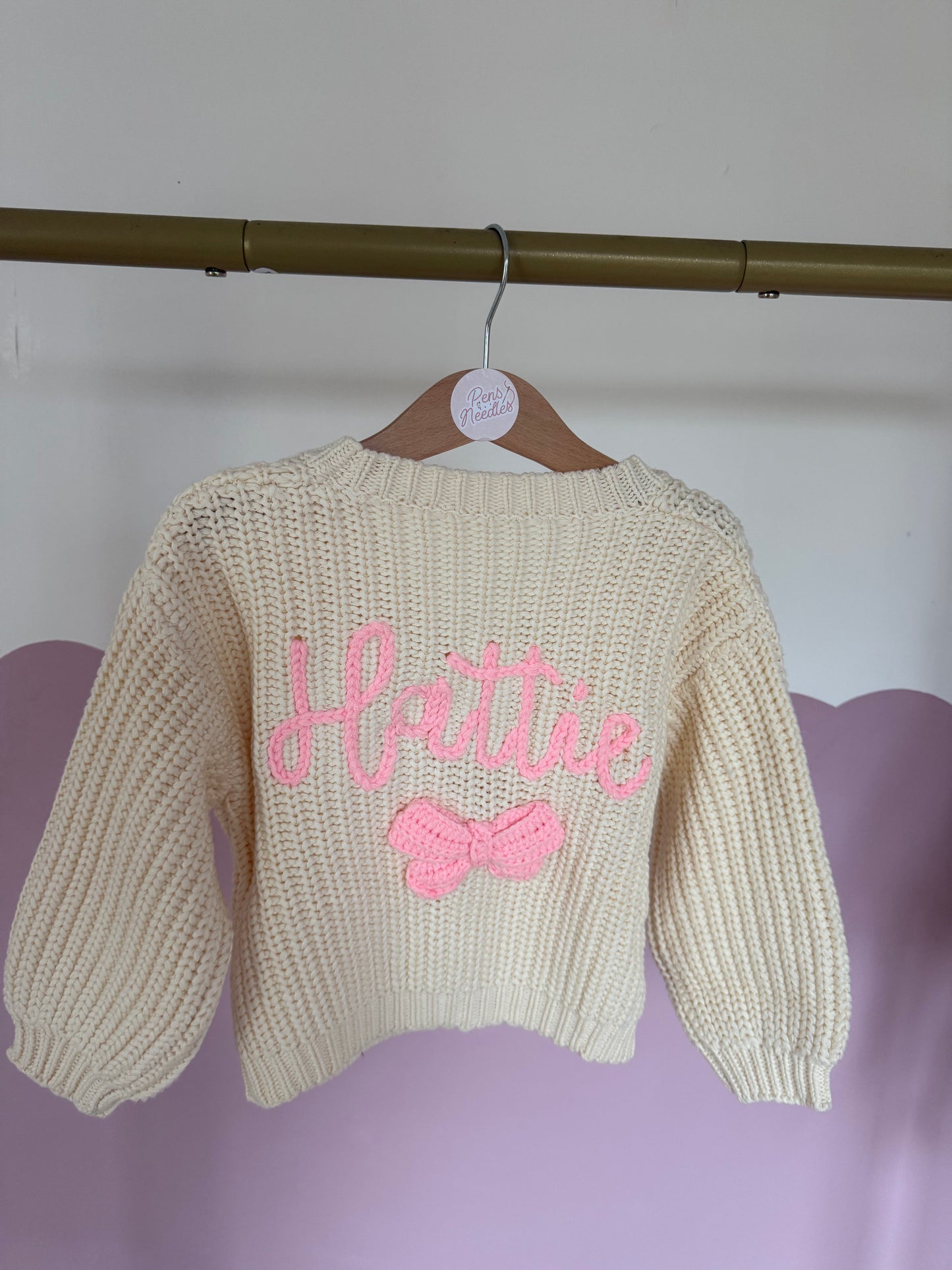 Name and bow cardigan