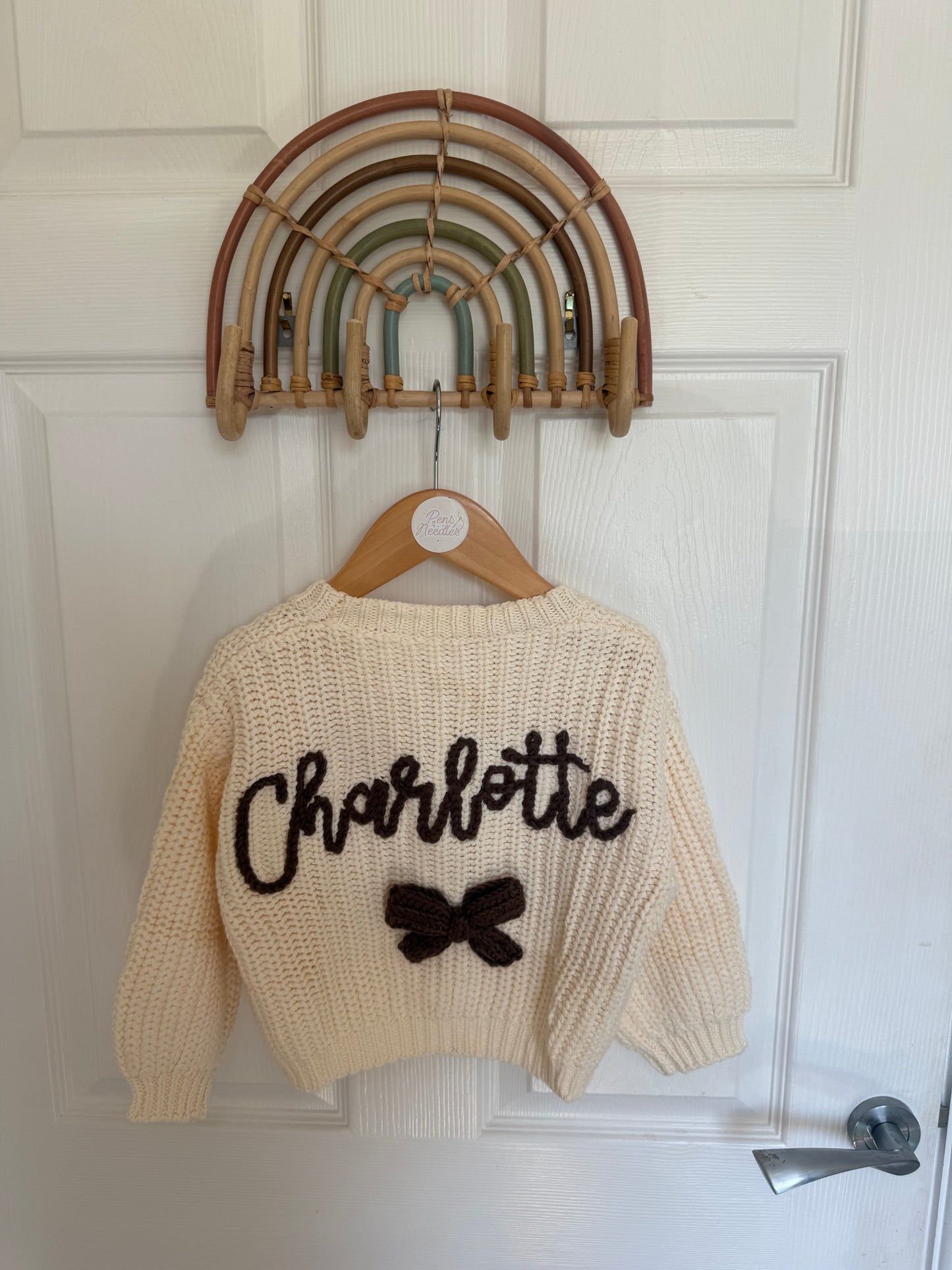 Name and bow cardigan