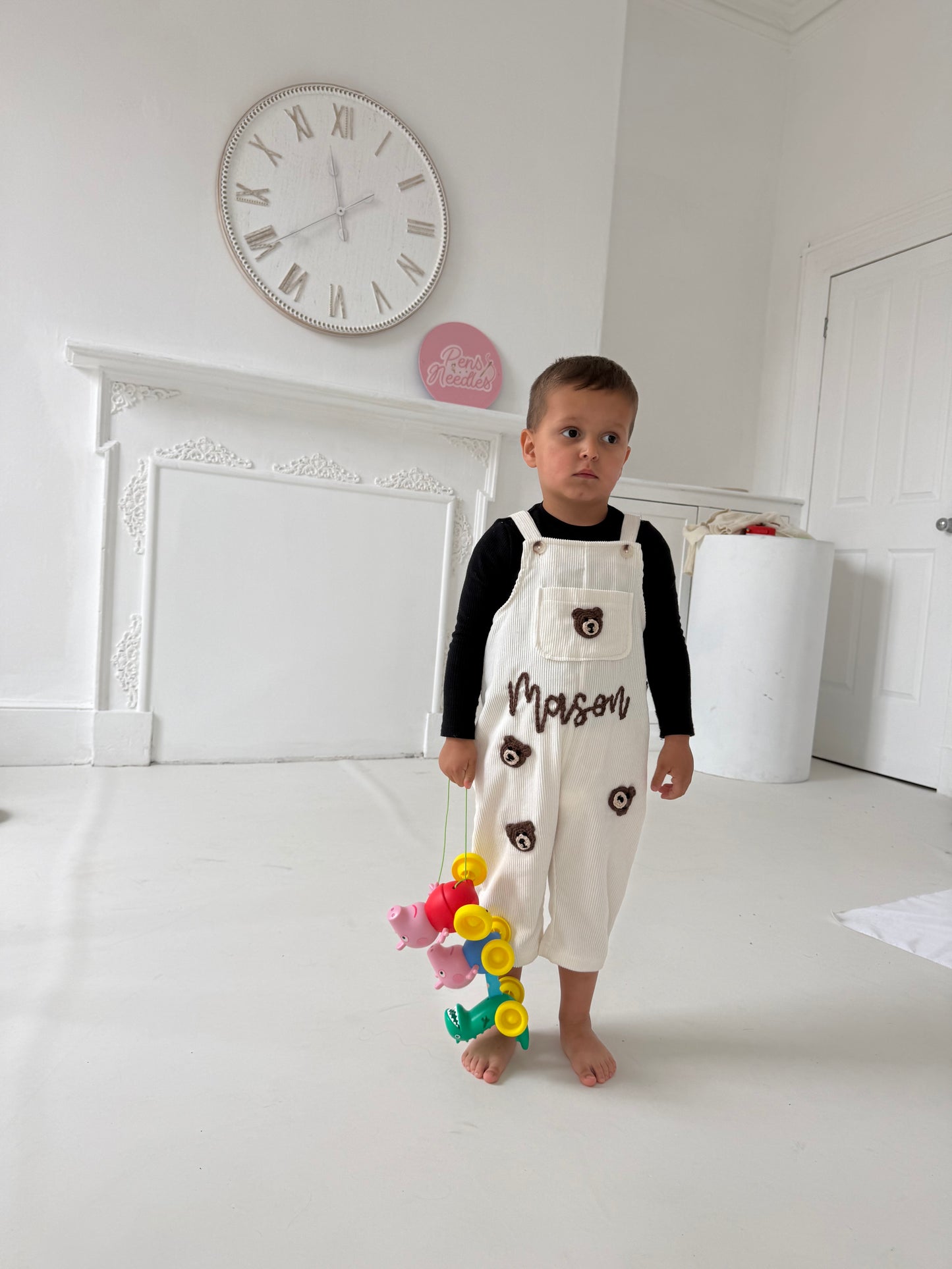 Cream cord dungarees