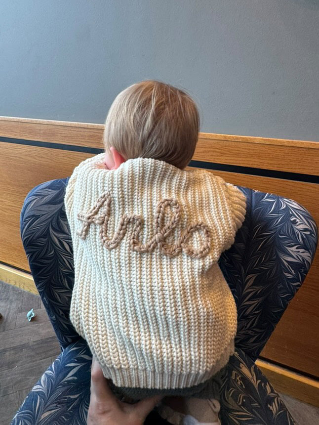Chunky knit name cardigan thicker yarn