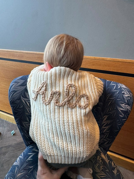 Chunky knit name cardigan thicker yarn