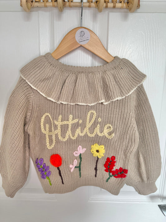 Flower garden beige cardigan