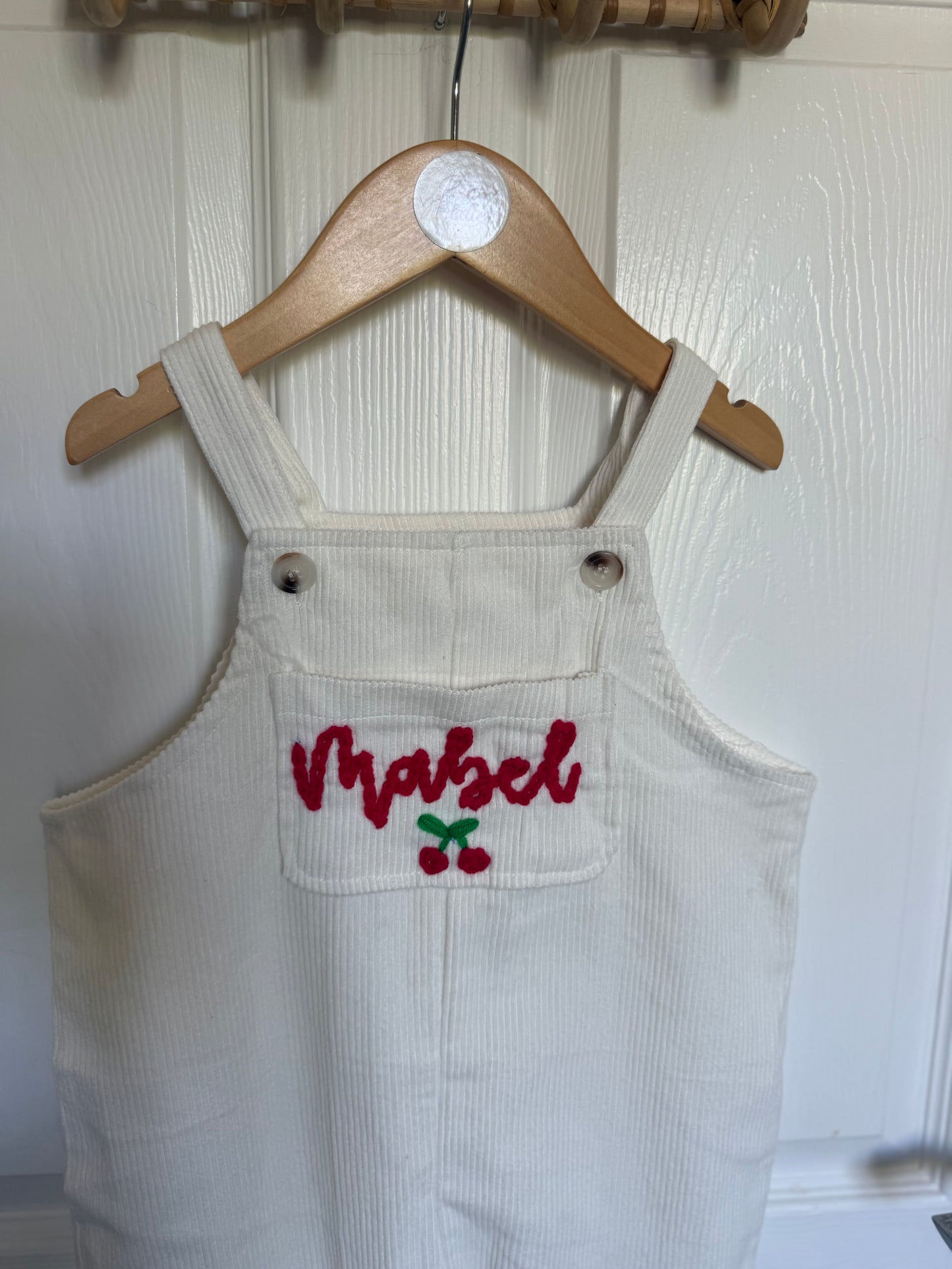 Cream cord dungarees
