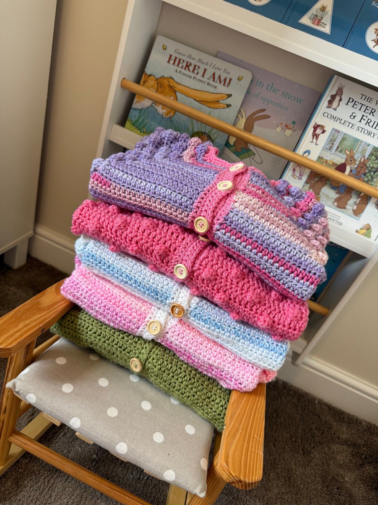 Crochet cardigan multi colours 1-2 years