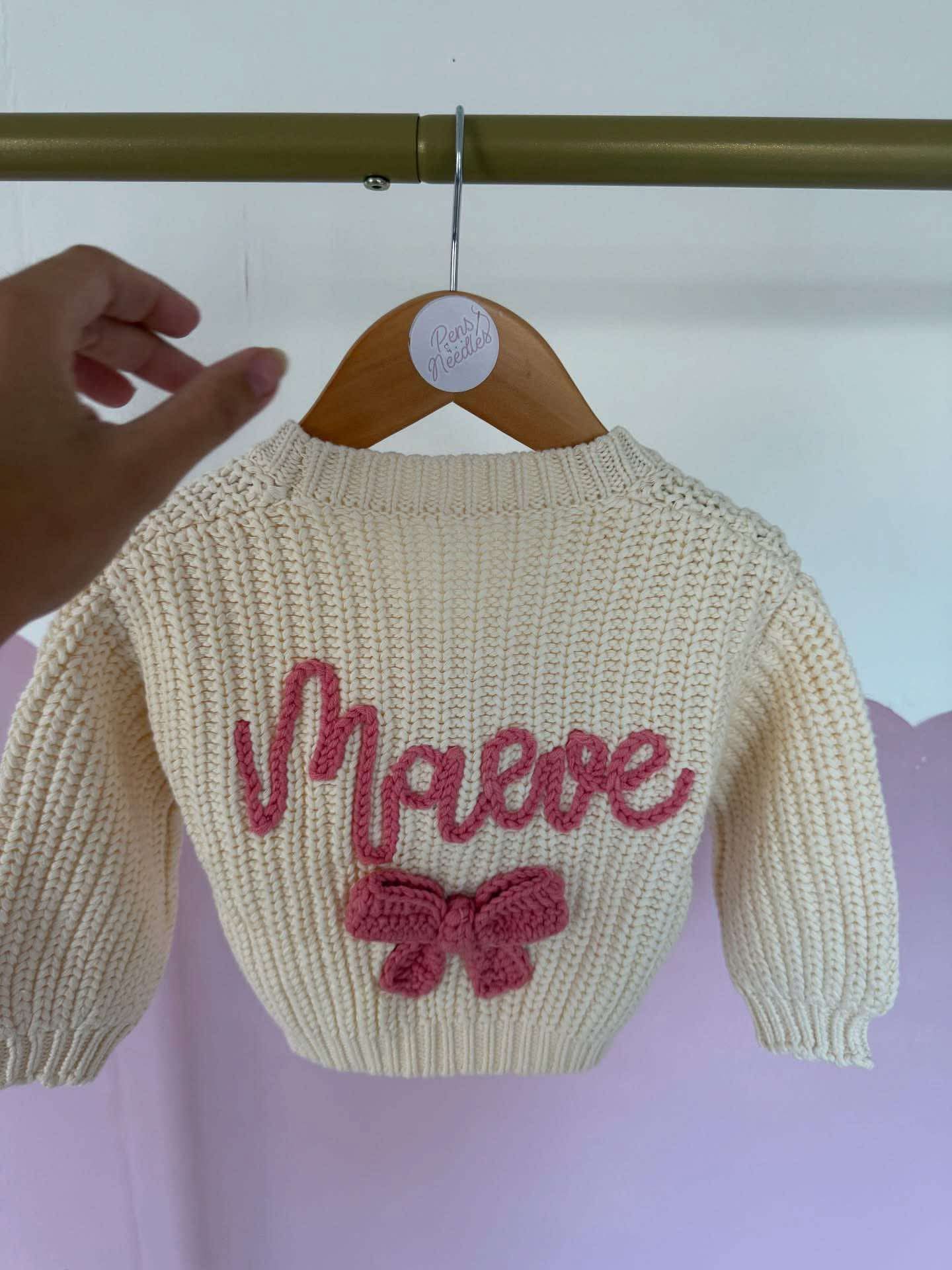 Name and bow cardigan